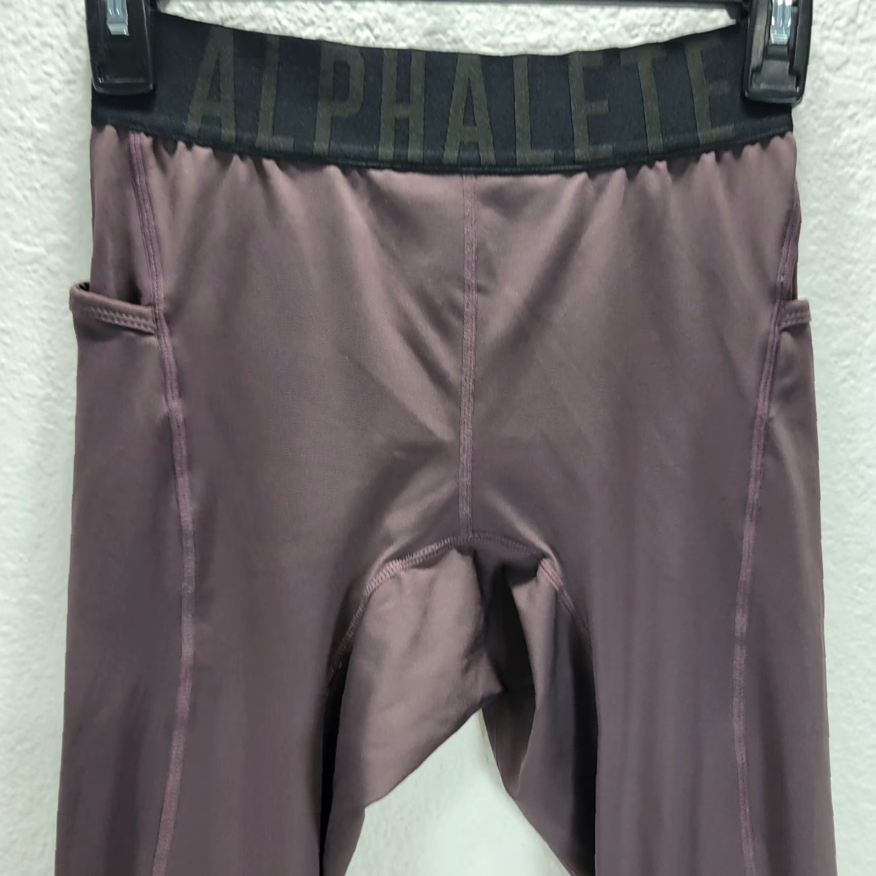 Vintage ALPHALETE Leggings Brown Logo Elastic Waist Side Pockets Size S Womens Ankle 28.5in Inseam Size 28" / US 6 / IT 42 - 4 Thumbnail