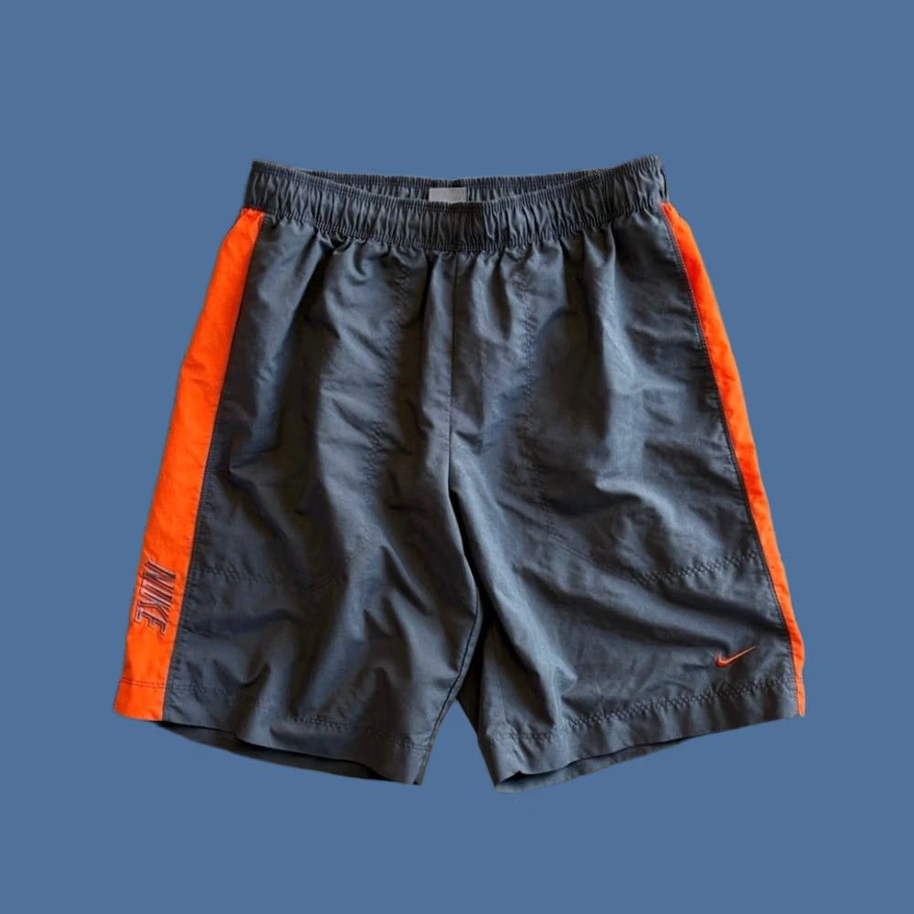 Nike VINTAGE Nike Board Shorts Swim Trunks Size Medium Gray Orange Liner Mens Y2K Size US 31 - 1 Thumbnail