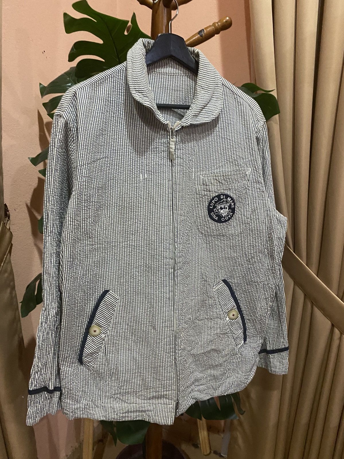 Japanese Brand Lupo di Mare Sina Cova Striped Seersucker Jacket – Nautical Size US L / EU 52-54 / 3 - 3 Thumbnail