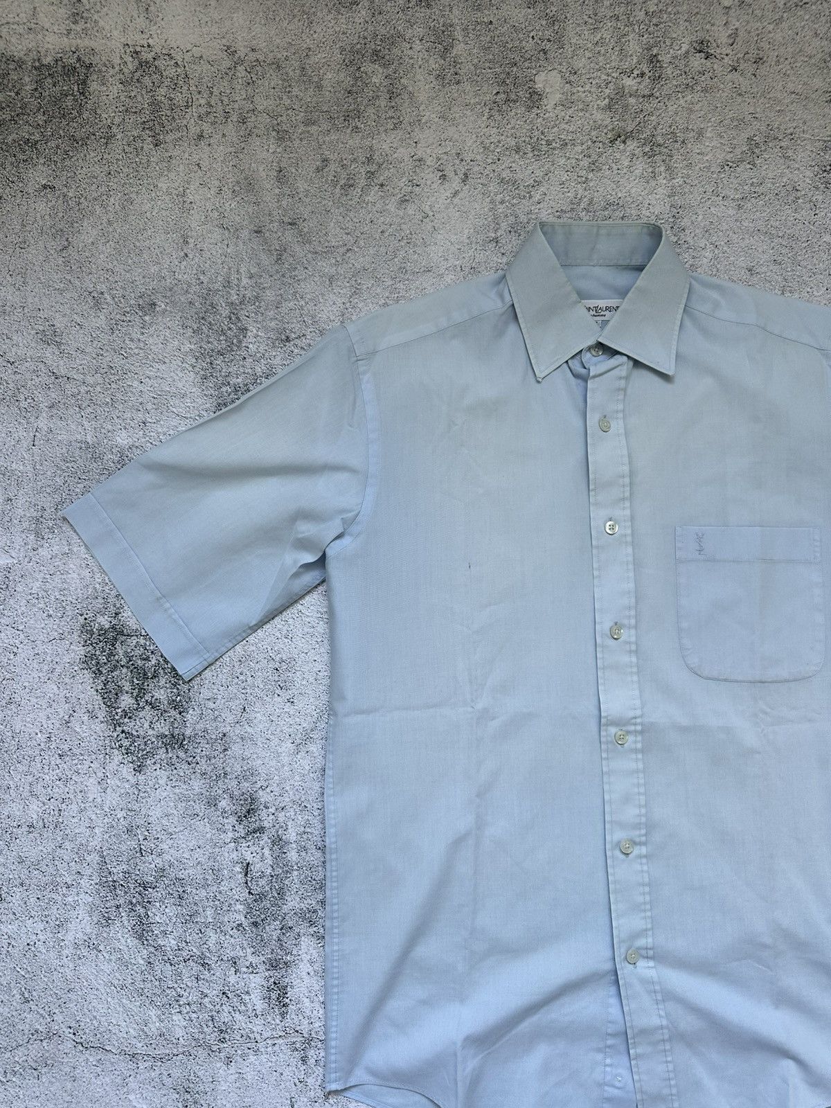 Yves Saint Laurent Vintage Yves Saint Laurent Shirts Sky Blue Logo Size US M / EU 48-50 / 2 - 2 Thumbnail