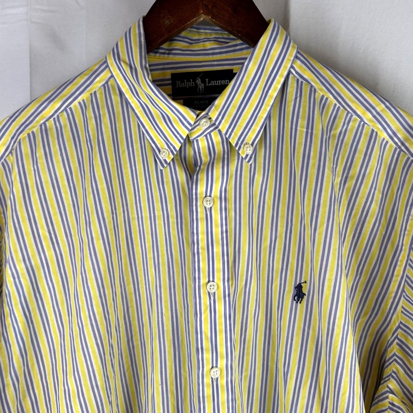 Ralph Lauren Ralph Lauren Blake Striped Short Sleeve Shirt Mens L Yellow Purple Button-Down Collared Embroidered Pony Casual Summer Styled Shirt Size US L / EU 52-54 / 3 - 2 Thumbnail