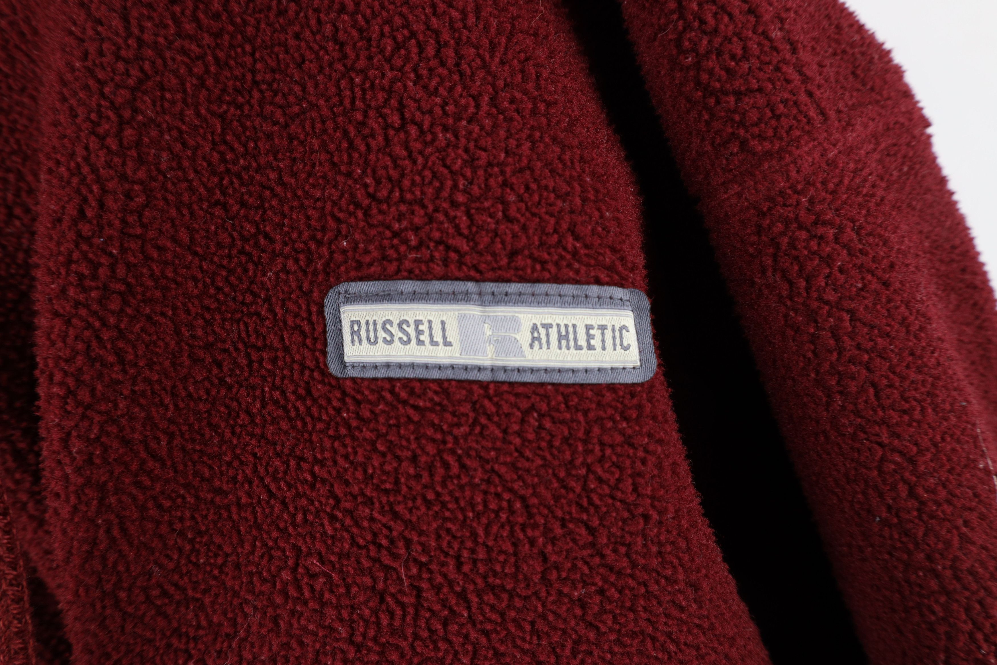 Russell Athletic Vintage 90s Russell Athletic Half Zip Fleece Hoodie Red USA Size US XL / EU 56 / 4 - 4 Thumbnail