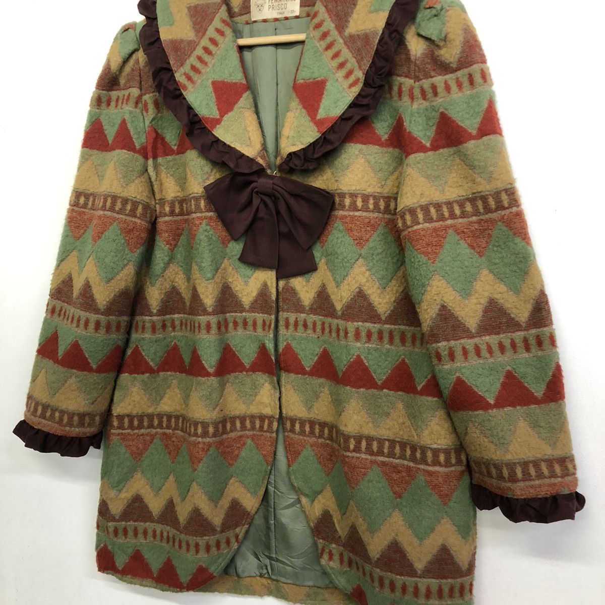Japanese Brand Femminino Prisco Motive Stripe Design Wool Outer Jacket Size XS / US 0-2 / IT 36-38 - 6 Thumbnail