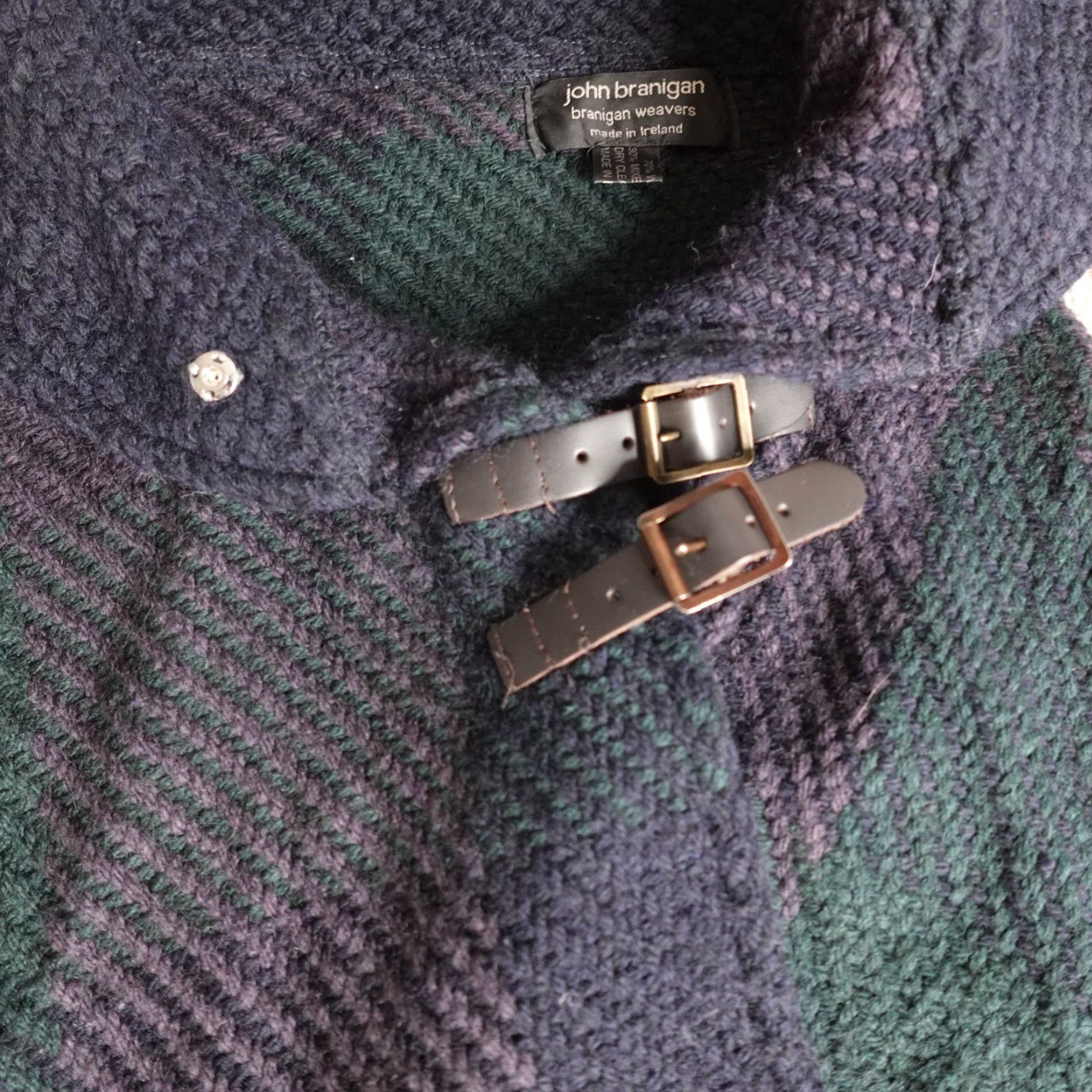 Vintage John Branigan Womens Sweater OS Blue Plaid Wool Cape Ireland Size ONE SIZE - 2 Thumbnail