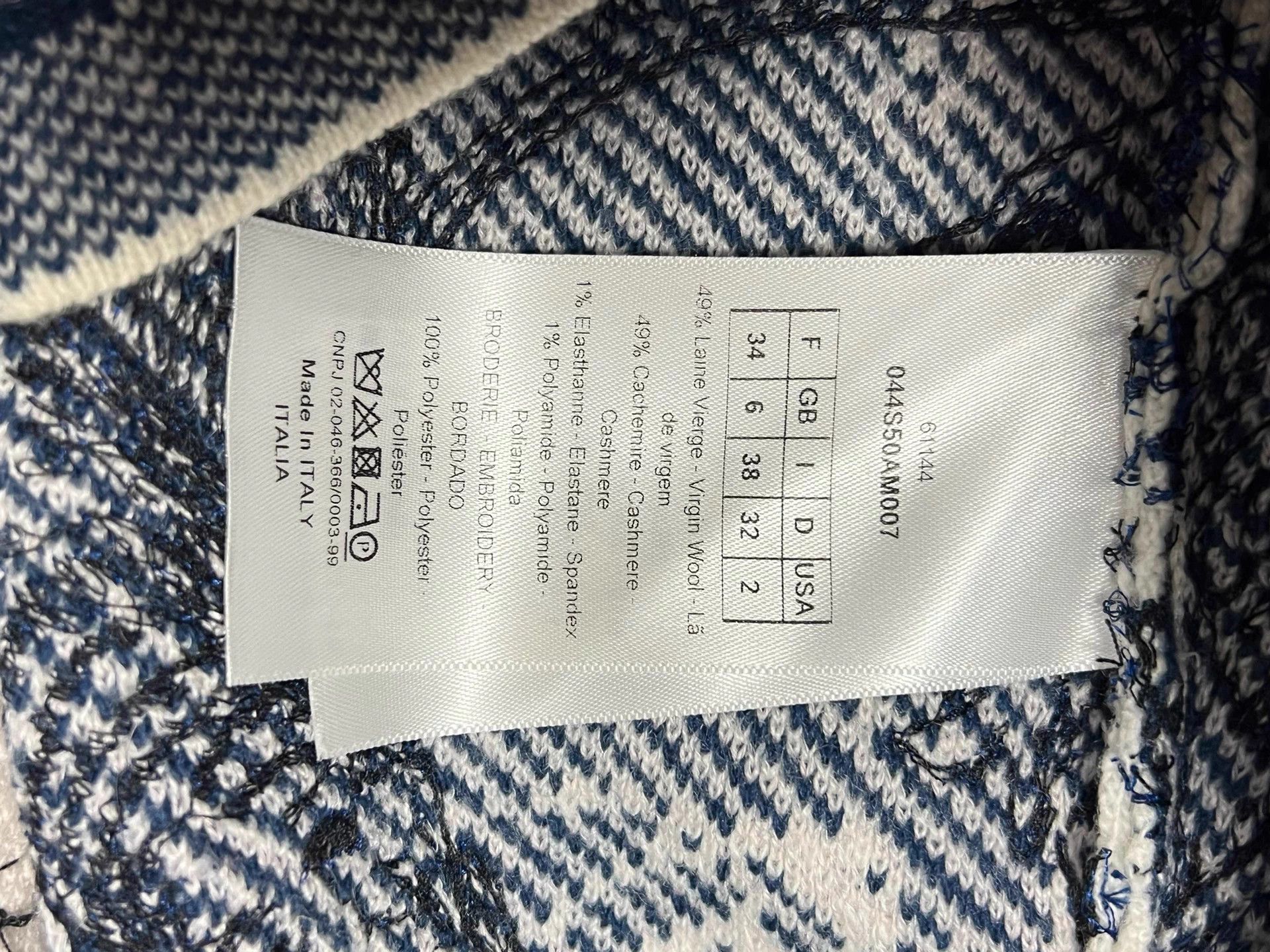 Dior Dior World Tour Blue White Wool-Cashmere Sweater 34 Size XS / US 0-2 / IT 36-38 - 7 Thumbnail