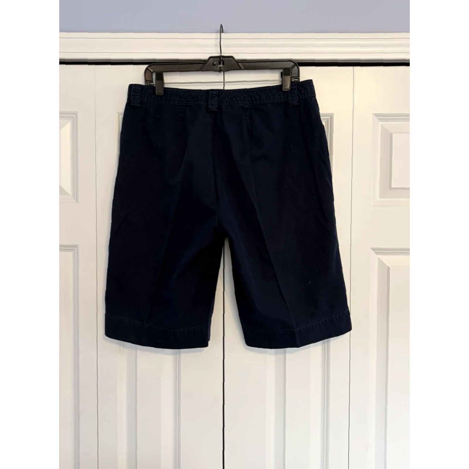 Ralph Lauren Ralph Lauren LRL Shorts Womens Blue Flat Front Bermuda Zip Pocket 12 Regular Cotton Blend Knit Logo Button Zipper Size 34" / US 12 / IT 48 - 2 Thumbnail