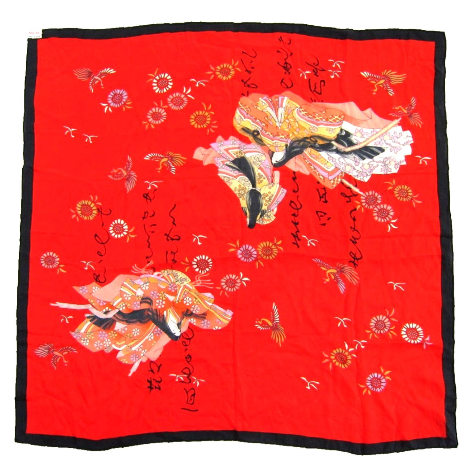 Pinko VINTAGE Made In Japan Red Silk Square Scarf Floral 100% Silk Unbranded Unisex Square Scarf 29.5" X 31" Womens Size ONE SIZE - 7 Thumbnail