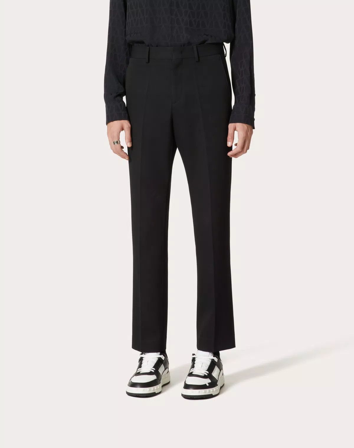 Valentino oc11z0625 Wool Grisaille Trousers in Black Size US 32 / EU 48 - 4 Thumbnail
