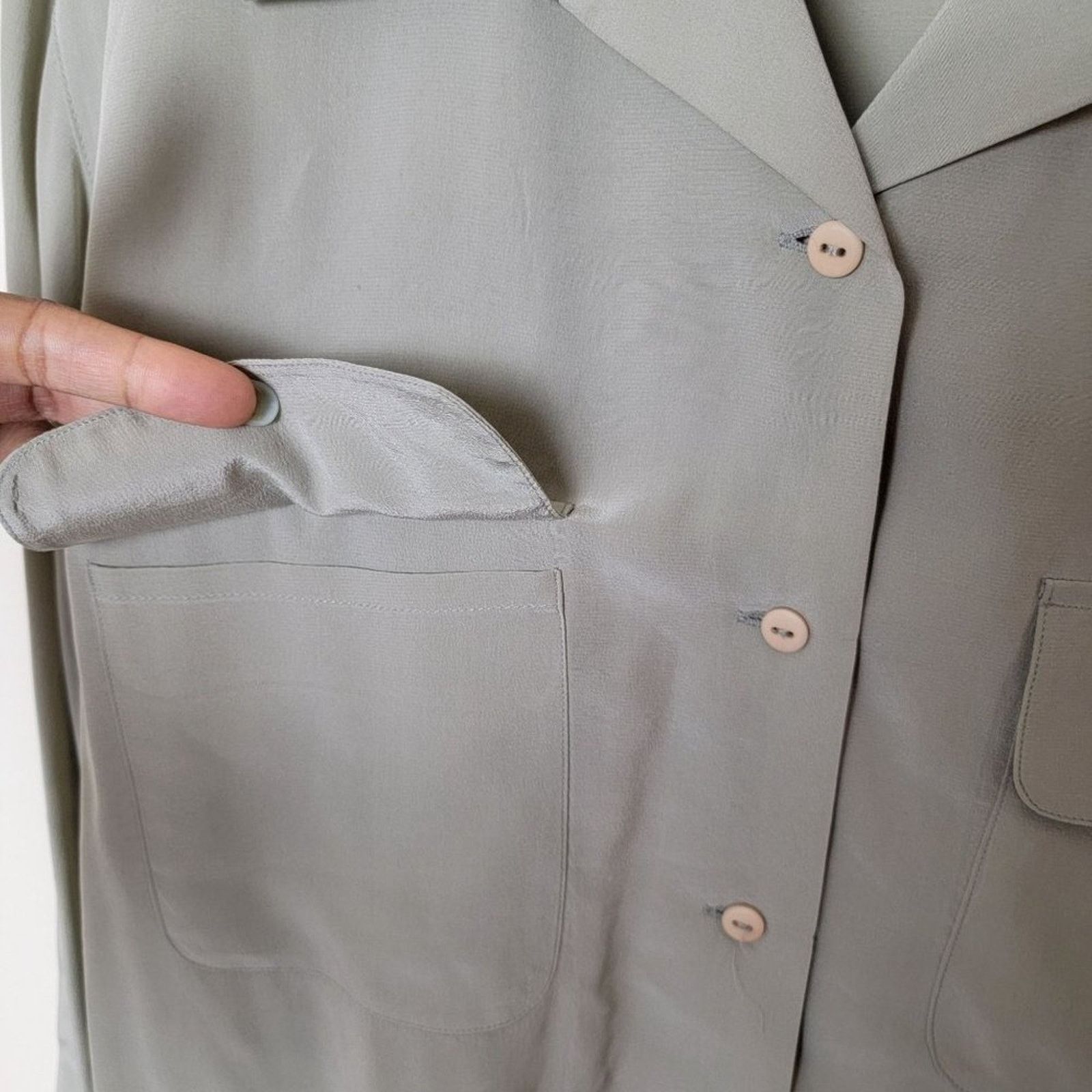 Vintage Alex Double Flap Pocket Silk Button Front Shirt Size XL / US 12-14 / IT 48-50 - 4 Thumbnail
