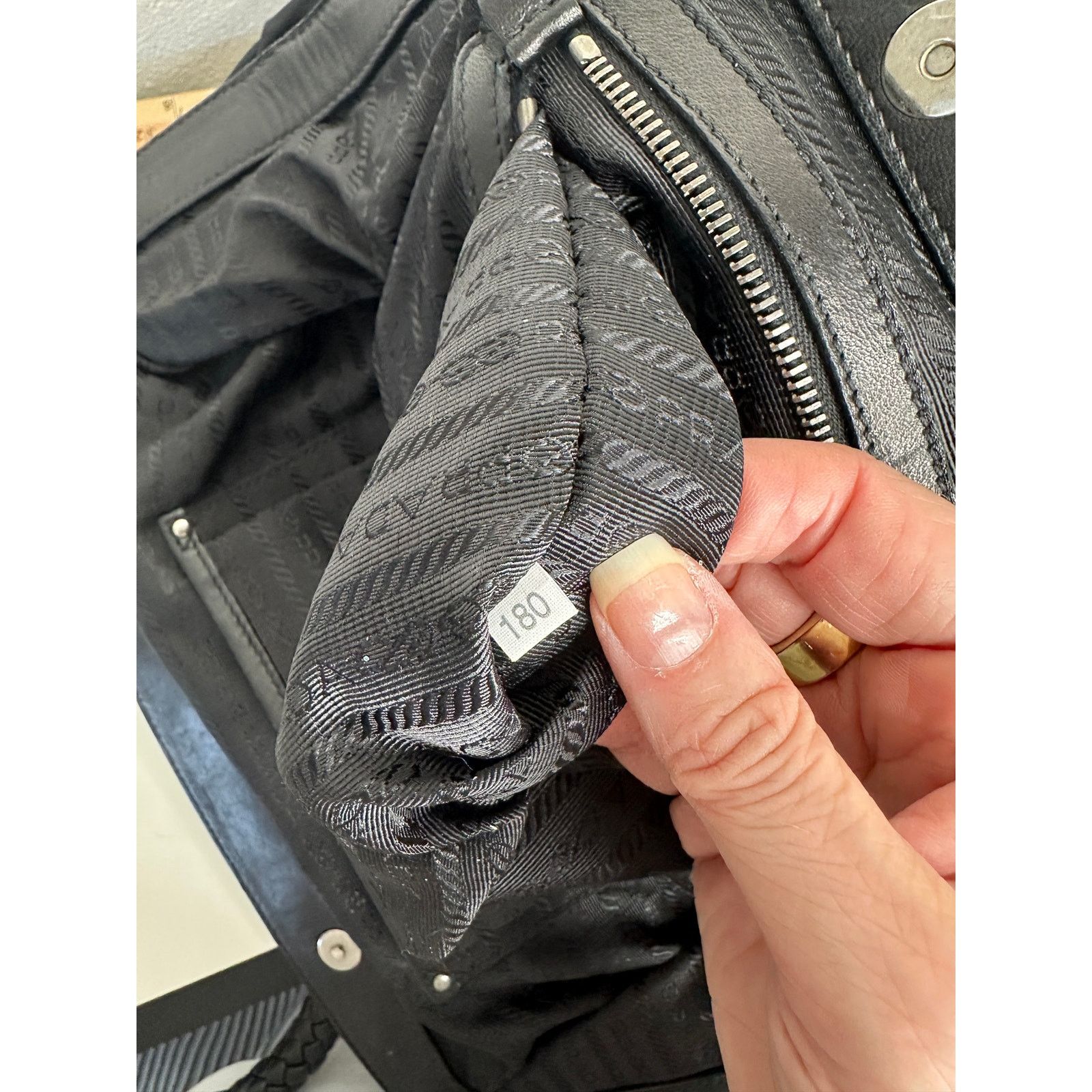 Prada Prada Vintage 90s Black Nylon Leather Buckle Braided Handle Size ONE SIZE - 15 Thumbnail