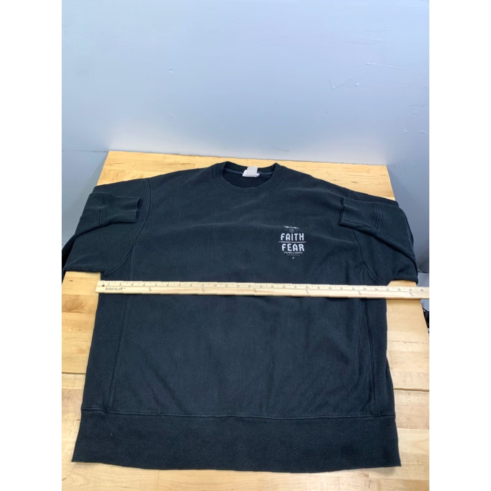 Champion VINTAGE Champion Sweatshirt Men L Faith Over Fear Jesus Reverse Weave Crew Neck Black Long Sleeve Pullover Size US L / EU 52-54 / 3 - 6 Thumbnail