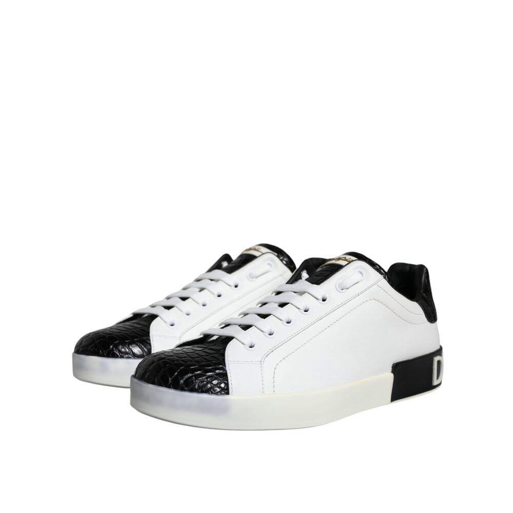 Dolce & Gabbana Dolce & Gabbana Black Leather Logo Portofino Sneaker Shoes Size US 8 / EU 41 - 3 Thumbnail