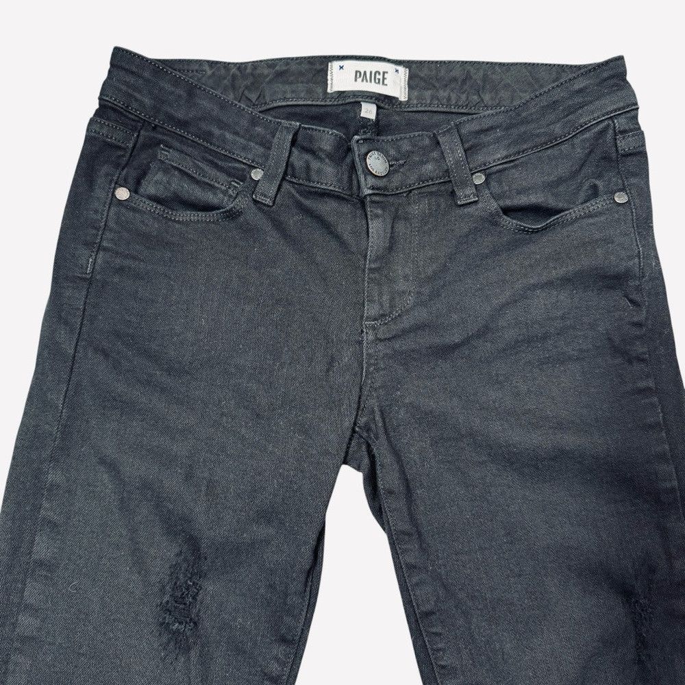 Paige Paige Skyline Skinny Black Distressed Jeans Size 26 Size 26" / US 2 / IT 38 - 6 Thumbnail