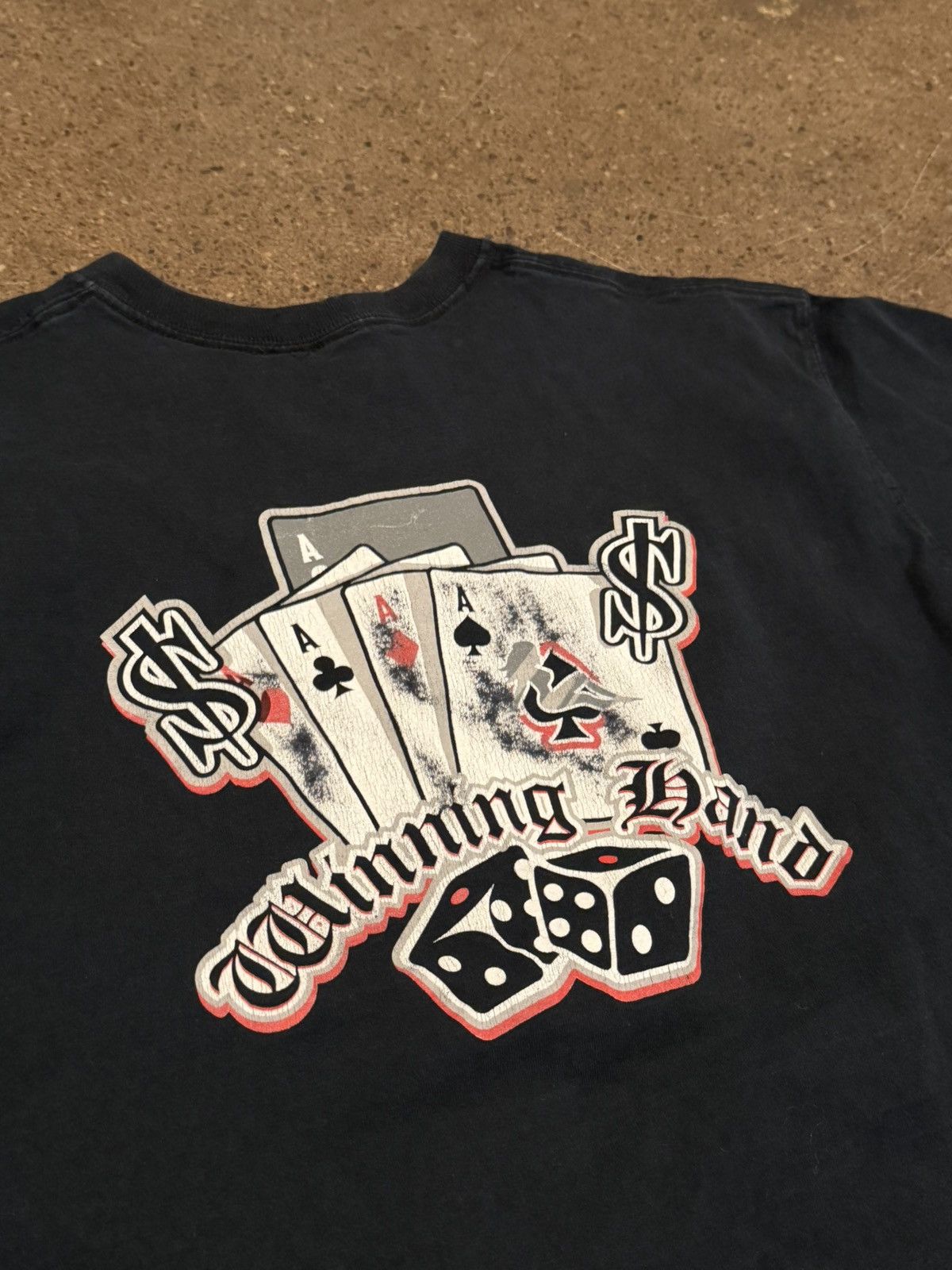 Vintage Vintage no fear “winning hand” Y2K grail black faded tee Size US XL / EU 56 / 4 - 1 Thumbnail