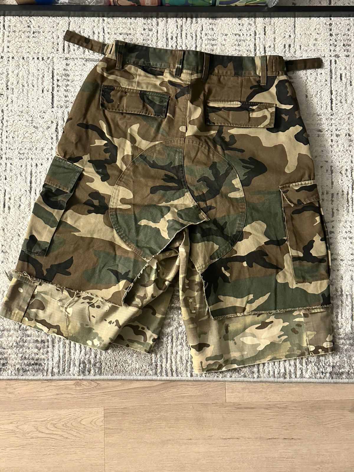 PROJECT G/R Project G/R Camo Layered Skirt Cargo Shorts in Green