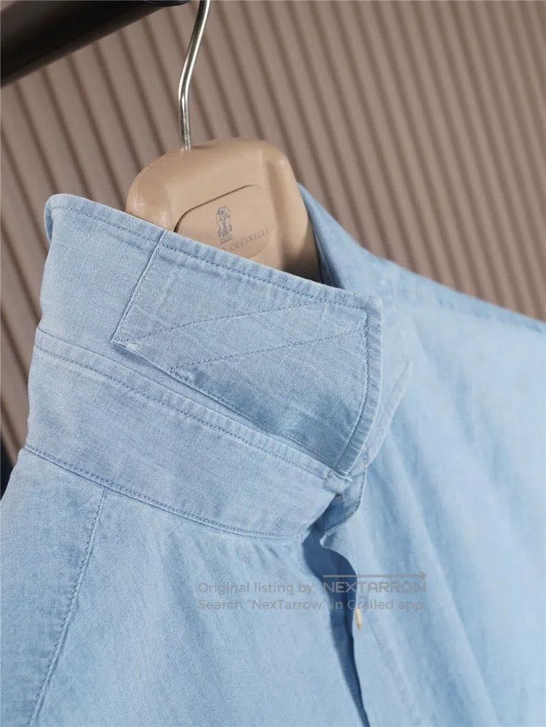 Brunello Cucinelli Brunello Cucinelli size 42 One-shoulder Denim Shirt Size US S / EU 44-46 / 1 - 7 Thumbnail