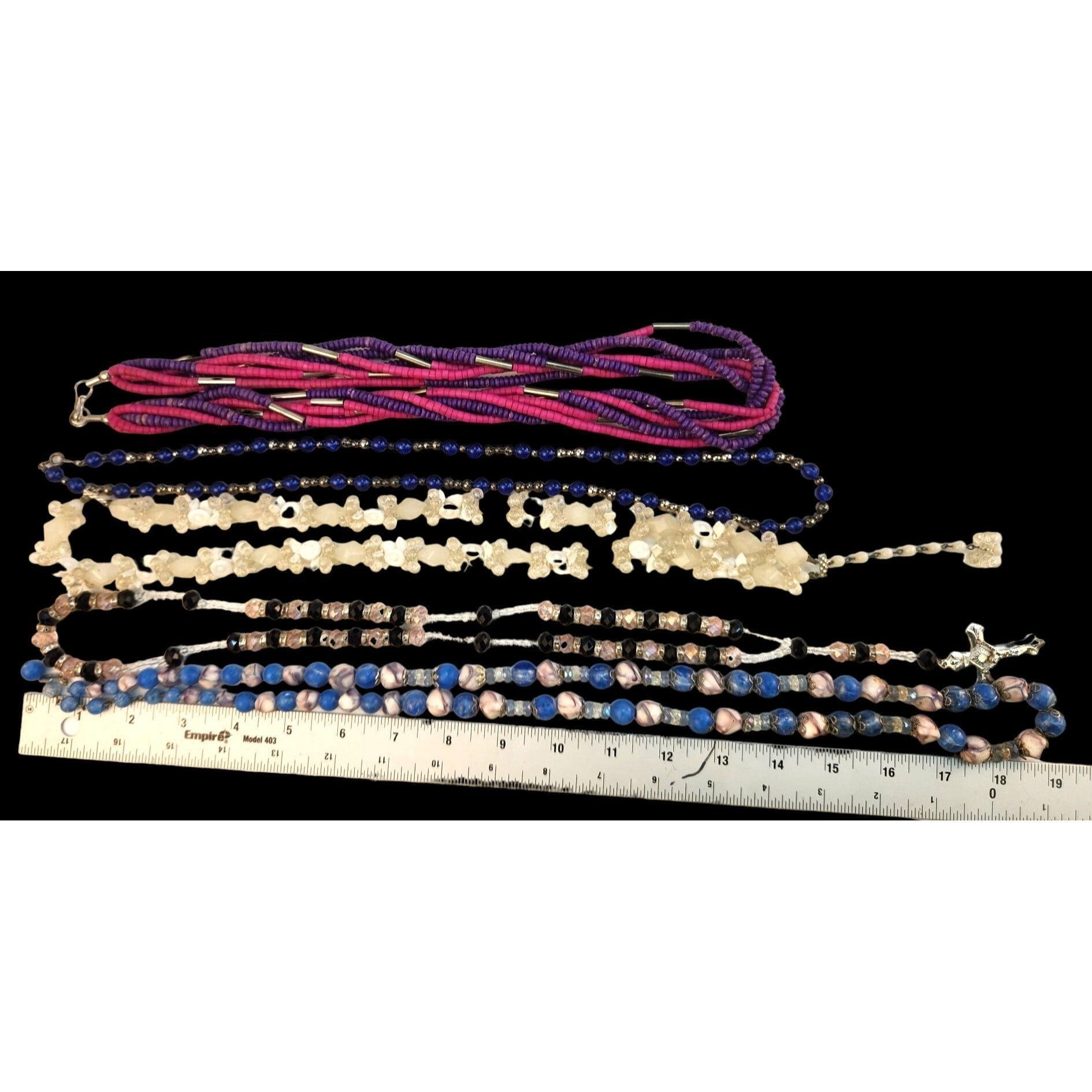 Other Multicolor Beaded Necklace Set With Rosary Cross & Stretch B Size ONE SIZE - 2 Thumbnail