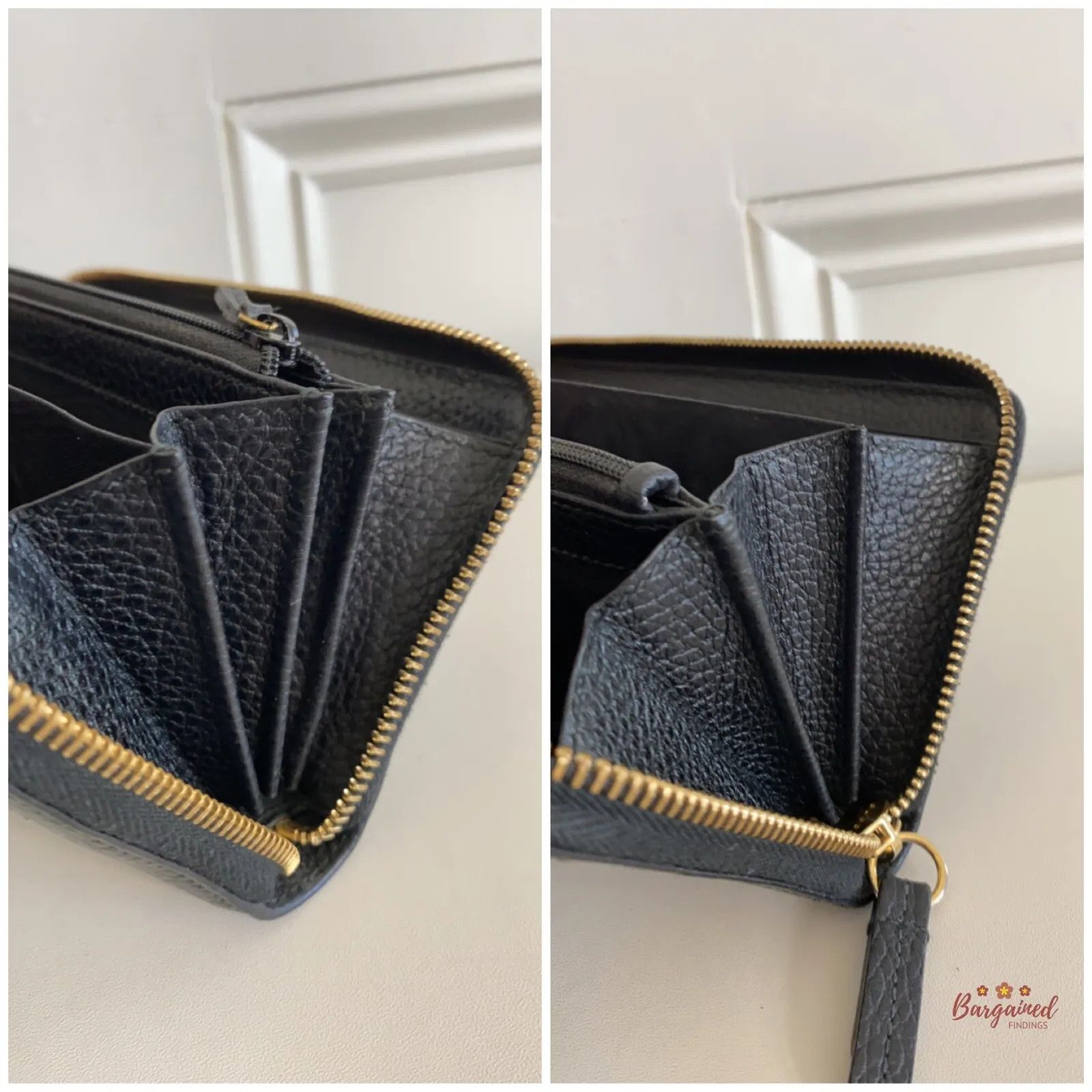 Gucci GUCCI Black Pebbled Leather Double G Metal Zip Around Long Size ONE SIZE - 10 Thumbnail