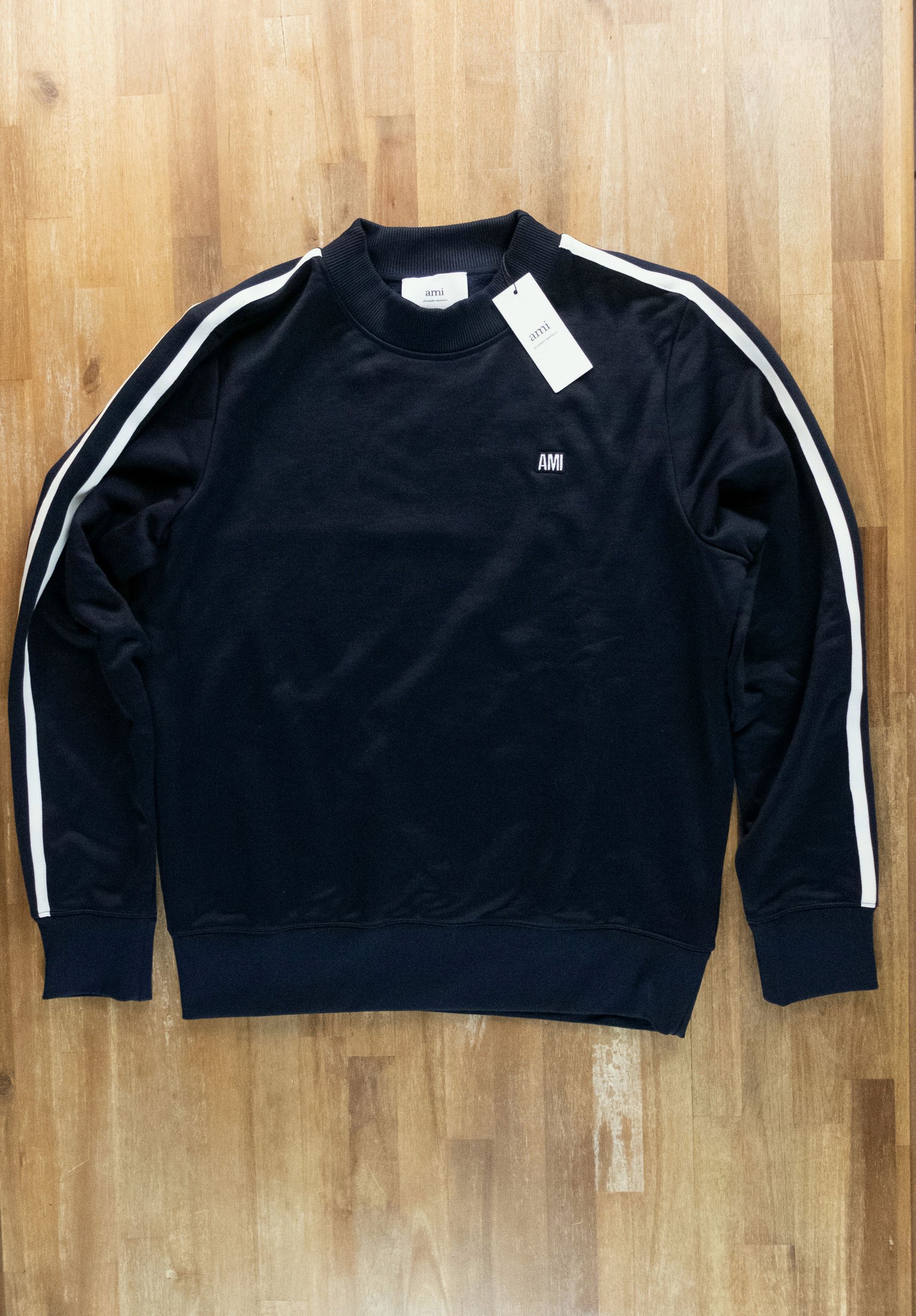 AMI AMI Paris navy blue regular fit twin stripe sweatshirt XL Size US XL / EU 56 / 4 - 5 Thumbnail