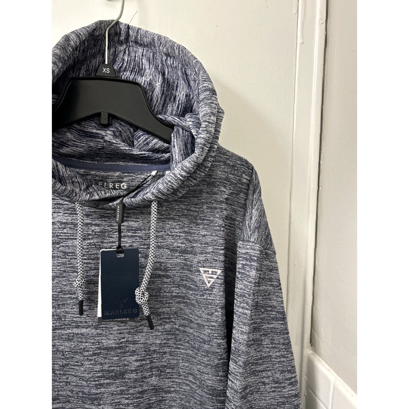 Vintage Maelreg Performance Hoodie Mens XL Blue Pullover Long Sleeve Reflective Accent Sports Golf Lightweight Set Athletic Fit Size US XL / EU 56 / 4 - 4 Thumbnail
