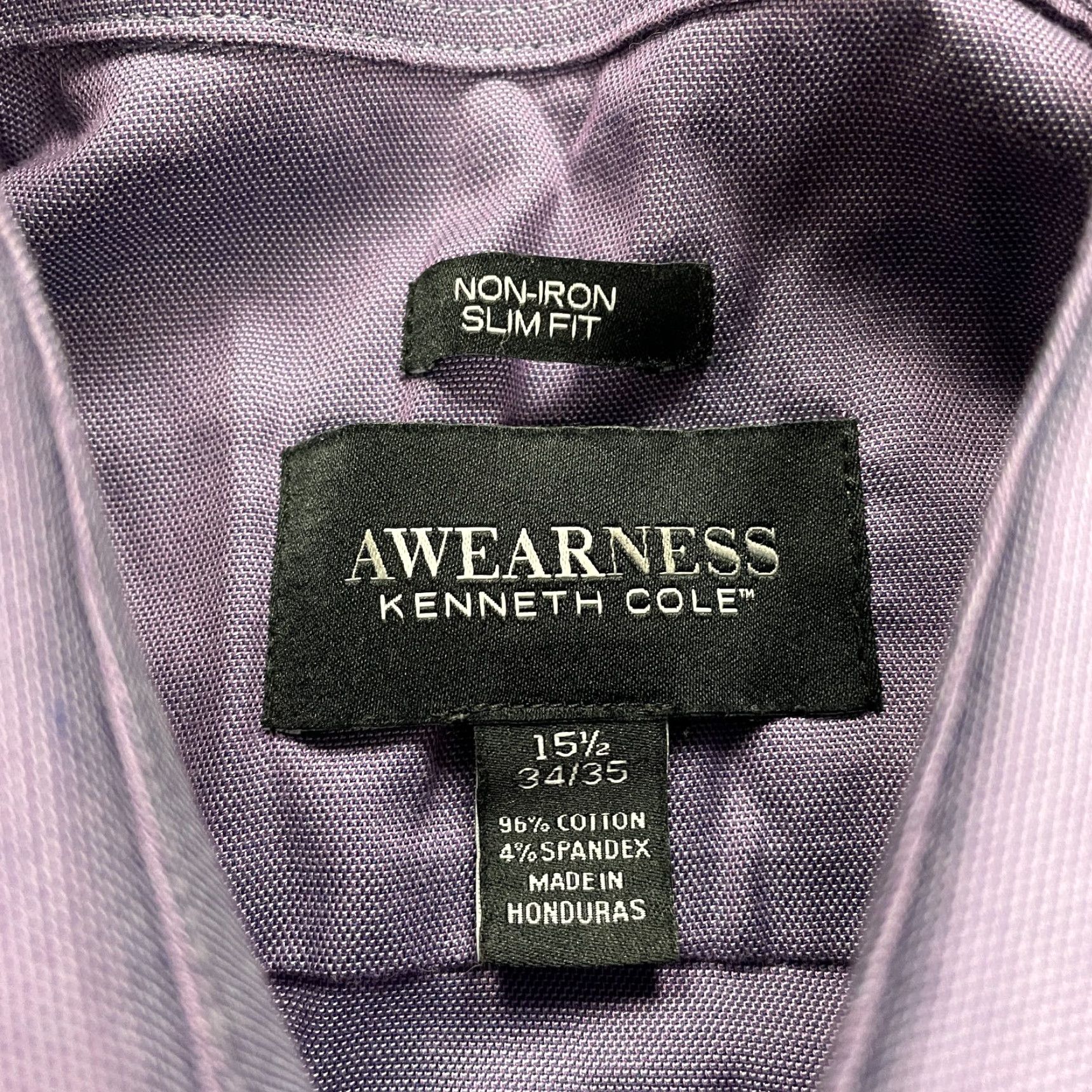 Kenneth Cole KENNETH COLE Dress Shirt Mens 15.5 34/35 Purple Button-Down Collared Casual Workwear 42 Chest Regular Fit Adult Mens Size 34R - 4 Thumbnail
