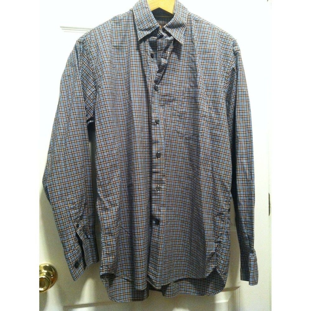 Robert Talbott ROBERT TALBOTT MEN'S BLUE/BROWN 100%COTTON CASUAL SHIRT L Size US L / EU 52-54 / 3 - 3 Thumbnail