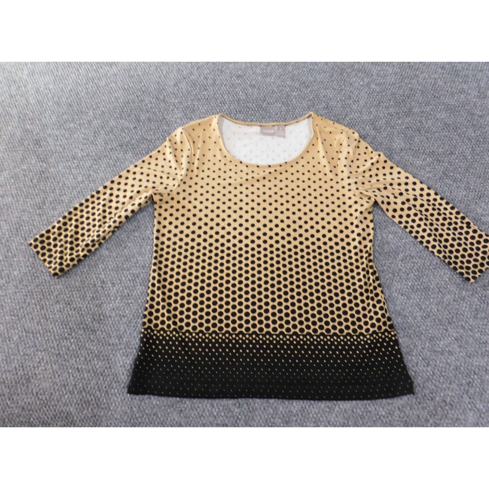 Vintage Chicos Blouse Shirt Womens Long Sleeve Round Neck Brown Polka Dot Polyester Spandex Casual Pullover Stretch Regular 1 Narrow Vintage No Size XS / US 0-2 / IT 36-38 - 3 Thumbnail
