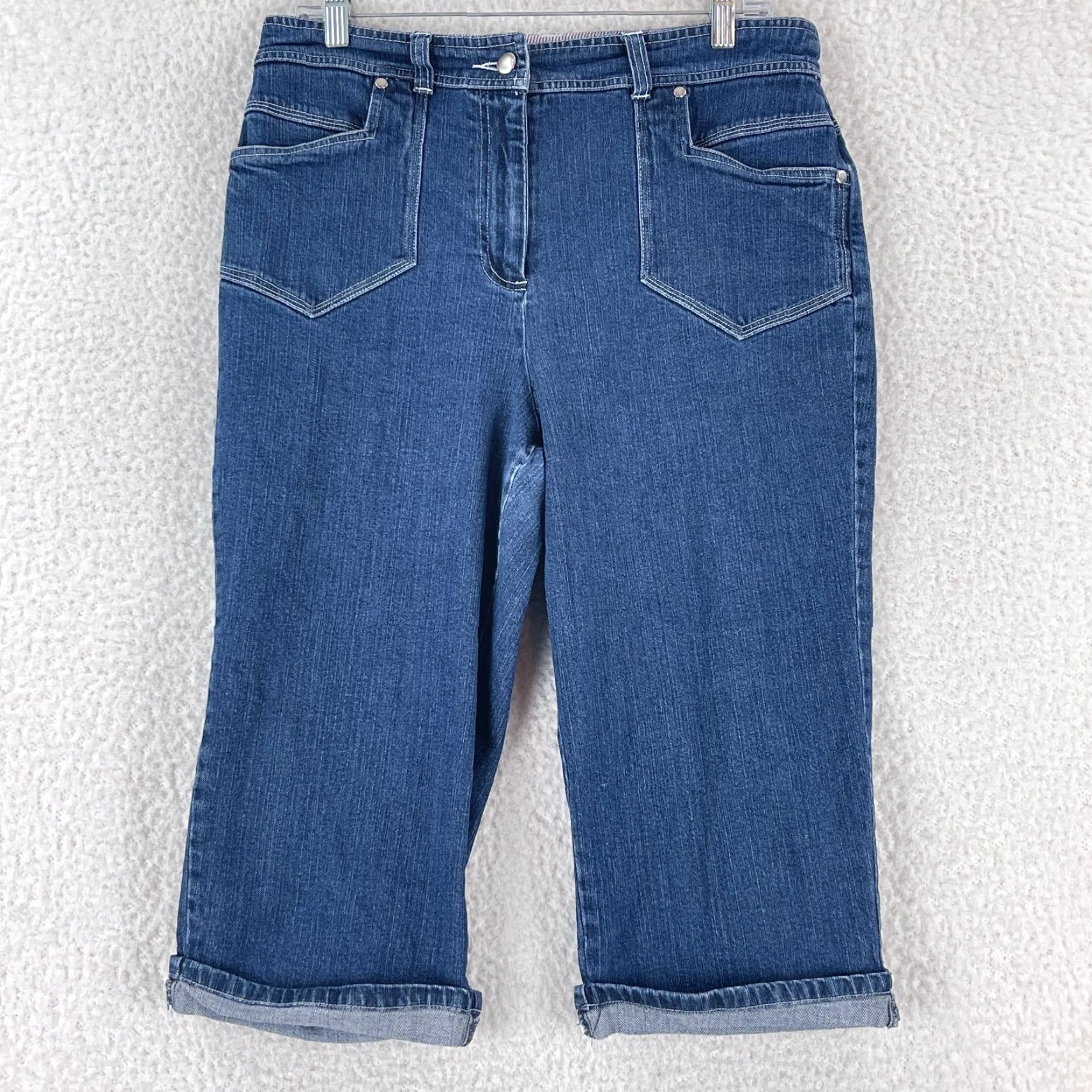 Vintage Christopher & Banks Jeans Capri Womens Size 12 Blue Denim Stretch High-Rise Casual Pants Size 34" / US 12 / IT 48 - 2 Thumbnail