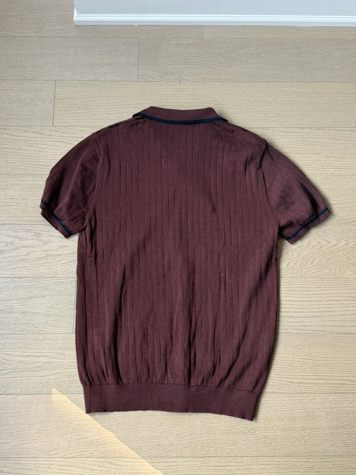 The Tie Bar Burgundy Ribbed Sweater Polo Size US M / EU 48-50 / 2 - 2 Thumbnail