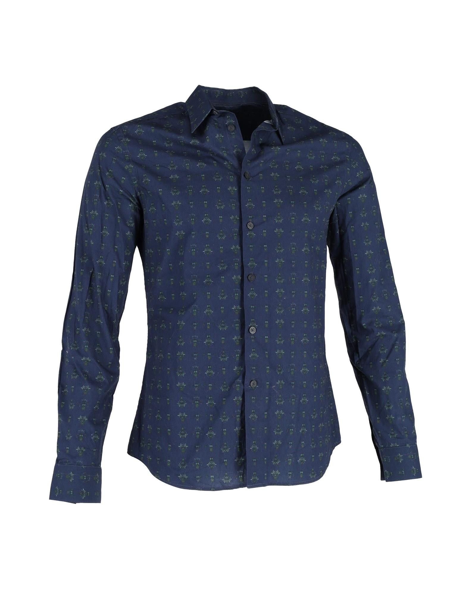 image of Givenchy Printed Navy Blue Cotton Shirt, Men's (Size Small)