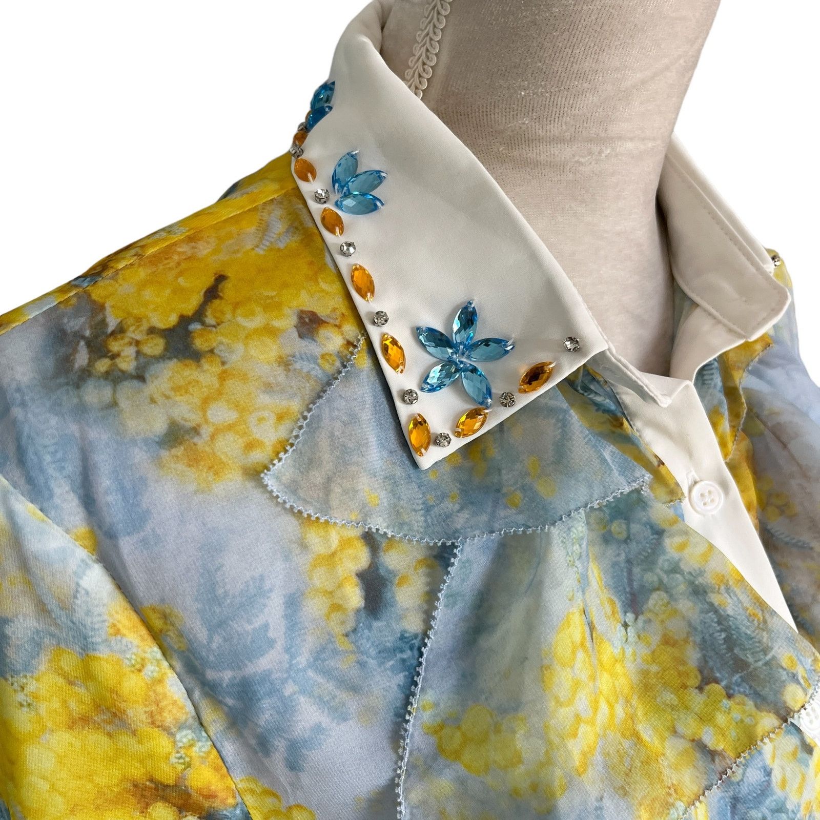 Other UVM Blouse Button Down Semi Sheer L Crystals Boho Retro Size L / US 10 / IT 46 - 2 Thumbnail