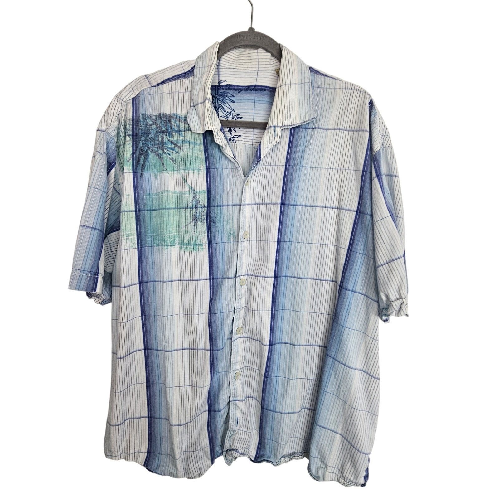 Tommy Bahama Tommy Bahama Hawaiian Shirt Men XXL Blue White Plaid Top Size US XXL / EU 58 / 5 - 1 Thumbnail