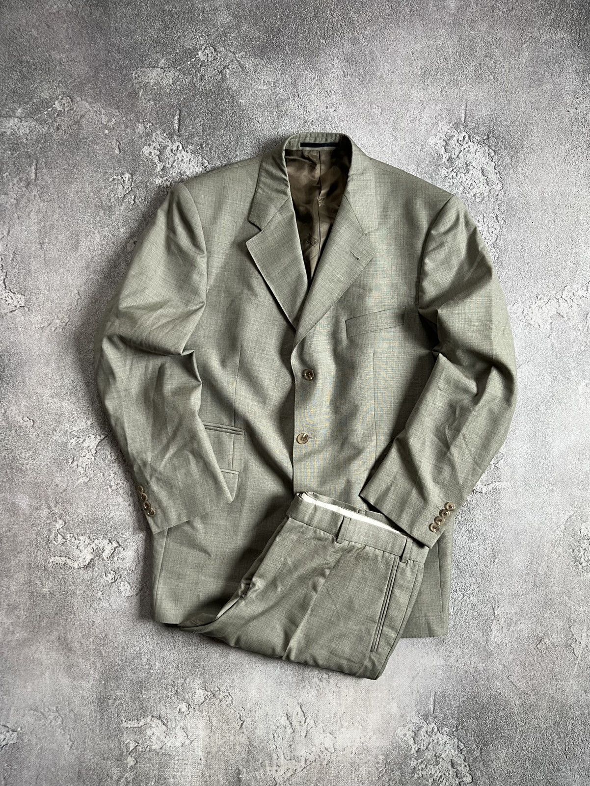 Burberry Vintage Burberry London 2 Two Piece Suit EU 52 Blazer Pants Size 52S - 2 Thumbnail