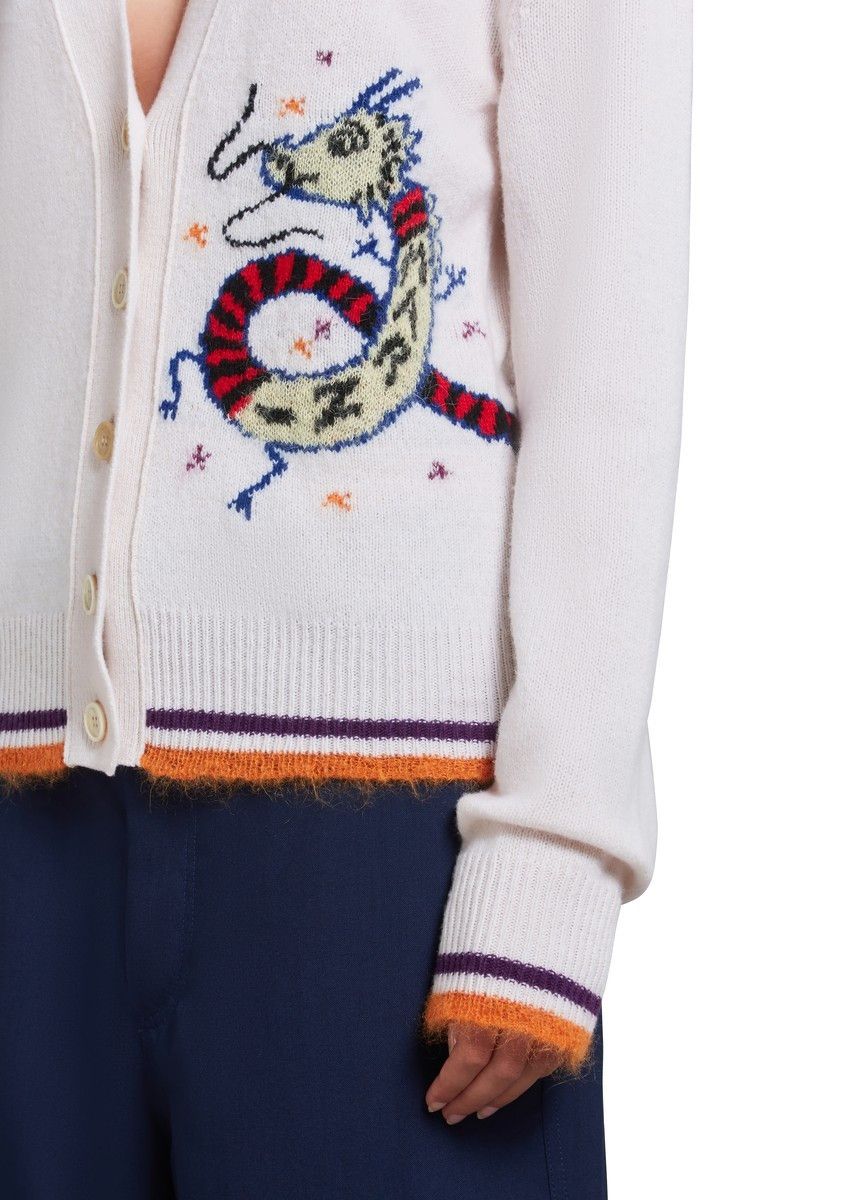 Marni o1w1db10125 Wool Cashmere Blend Cardigan in White Size L / US 10 / IT 46 - 6 Thumbnail
