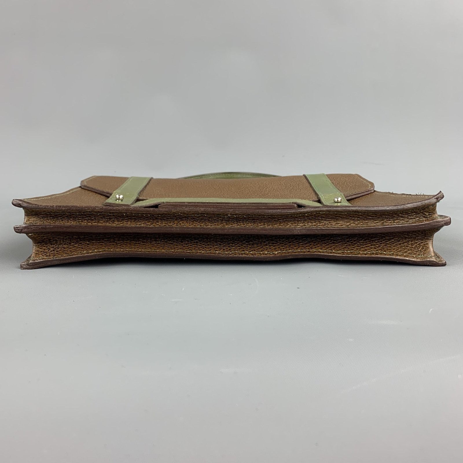 Other APRIL in PARIS Brown & Olive Textured Leather Bag Size ONE SIZE - 6 Thumbnail