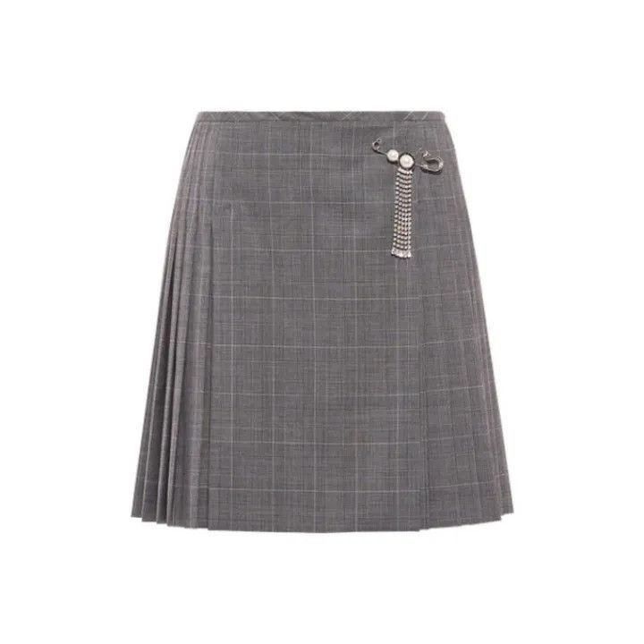 スカート MIU MIU Cotton skirt with check insert on the bottom Miu Miu Cotton Skirt With Check Insert On The Bottom | Grailed