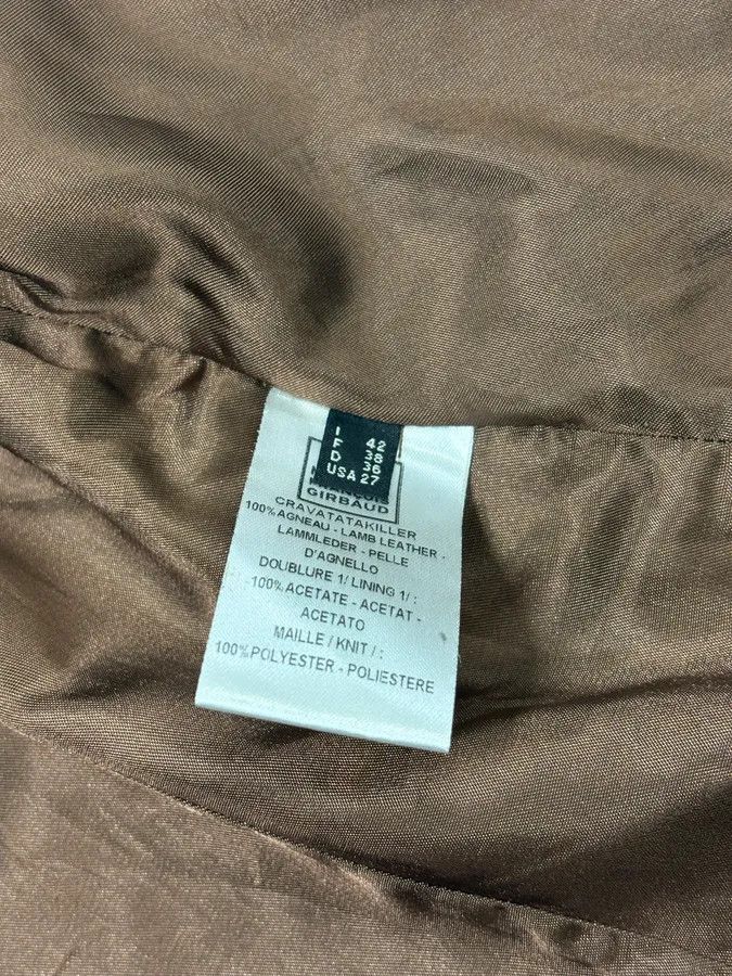 Marithe + Francois Girbaud 2000s Marithé + François Girbaud Brown Asymmetrical Leather Jacket Size S / US 4 / IT 40 - 11 Thumbnail