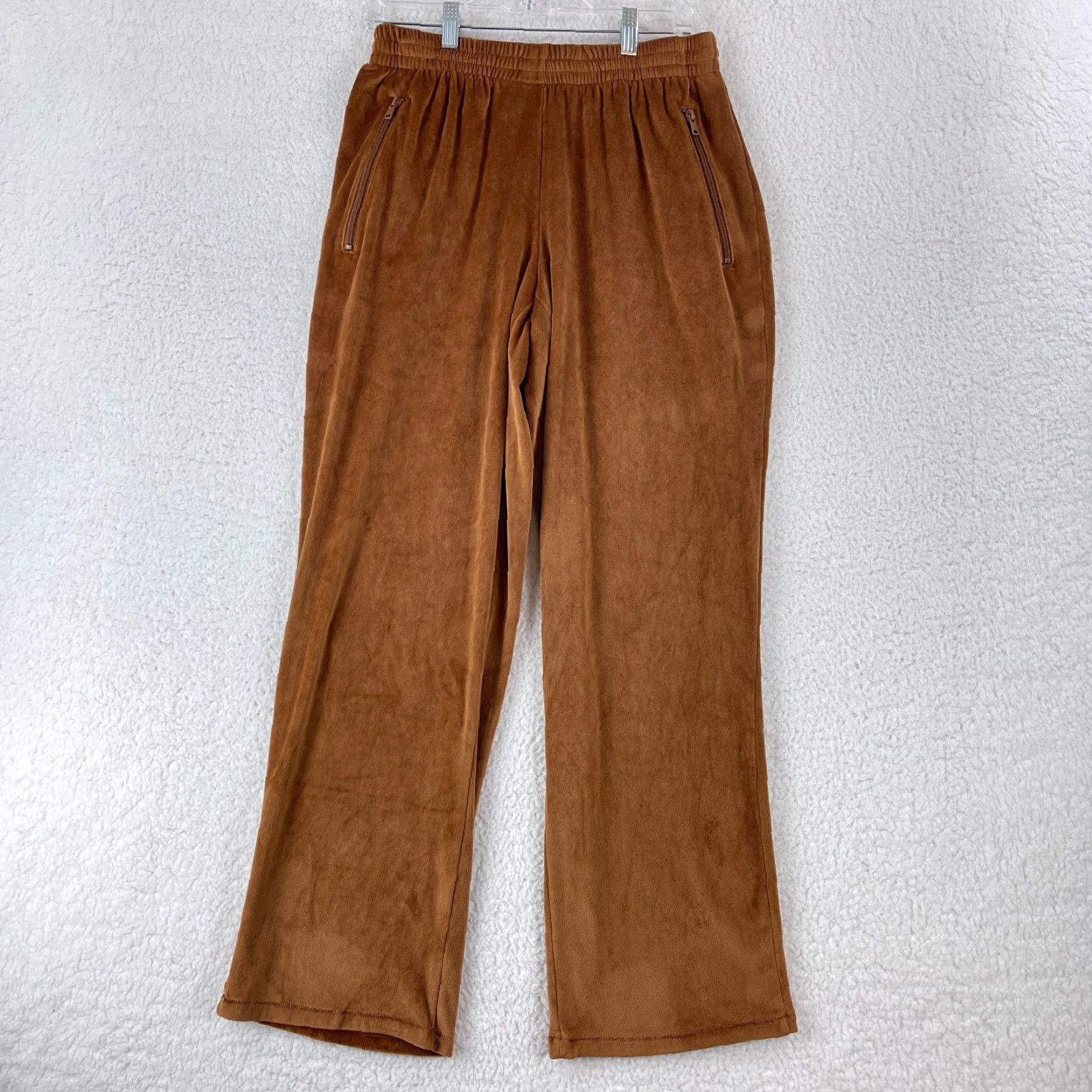 SKIMS SKIMS Brown Velour Track Style Pants Womens Medium Pull On Wide-Leg Stretch Casual Size 32" / US 10 / IT 46 - 2 Thumbnail