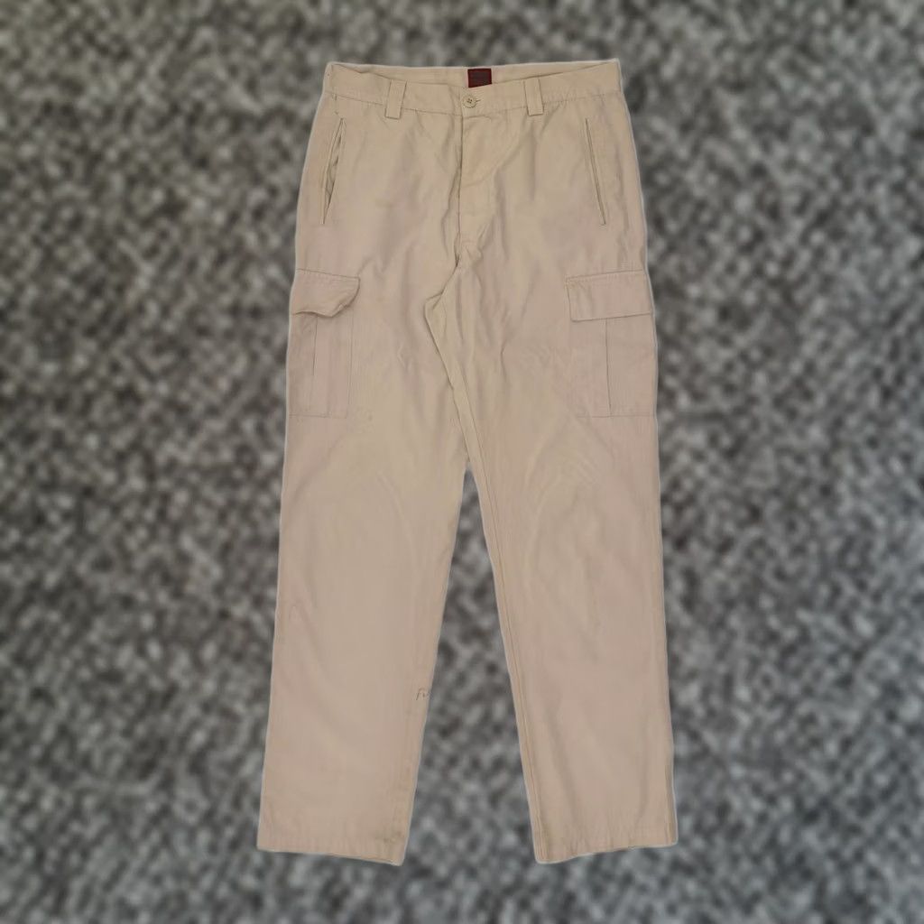 Vintage RIFLE Mens Straight Cargo Trousers Beige Cotton W33 L34 Size US 33 - 1 Thumbnail