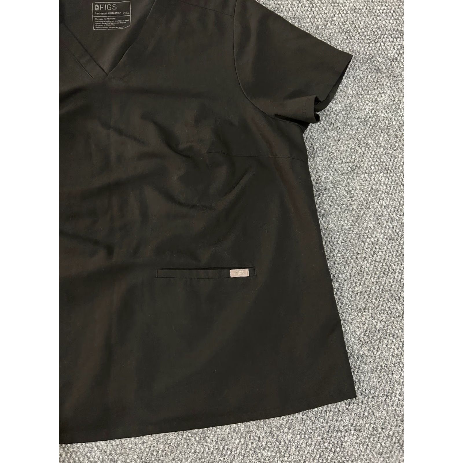 Vintage FIGS scrub top Womens 4XL Black medical healthcare workwear V neck Size XXL / US 16-18 / IT 52-54 - 4 Thumbnail
