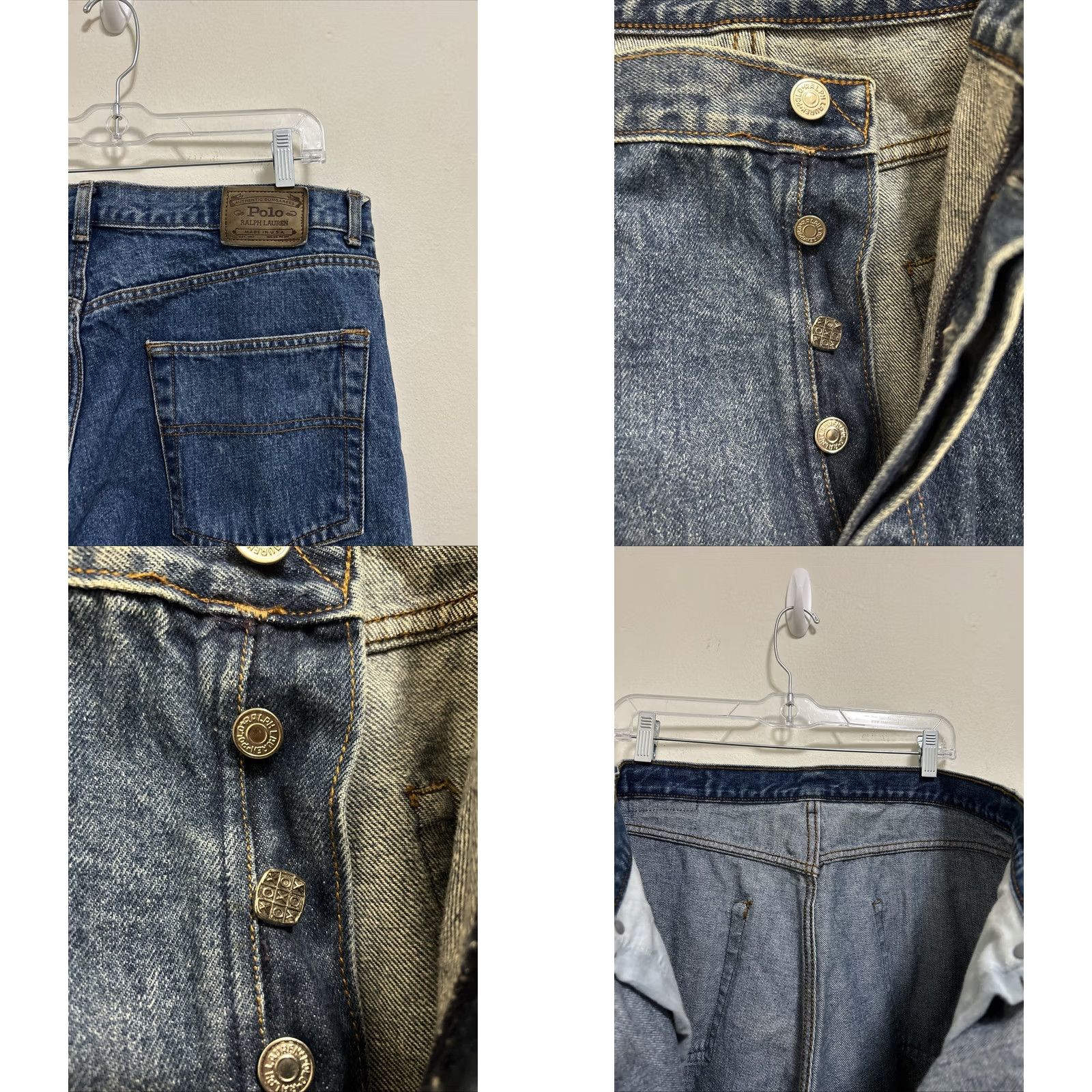 Polo Ralph Lauren Polo Ralph Lauren Jeans Mens 38x30 Blue Straight Leg USA Dungarees 5-Pocket Button Zipper Logo Cotton Denim Reg. Fit Mens Size US M / EU 48-50 / 2 - 8 Thumbnail