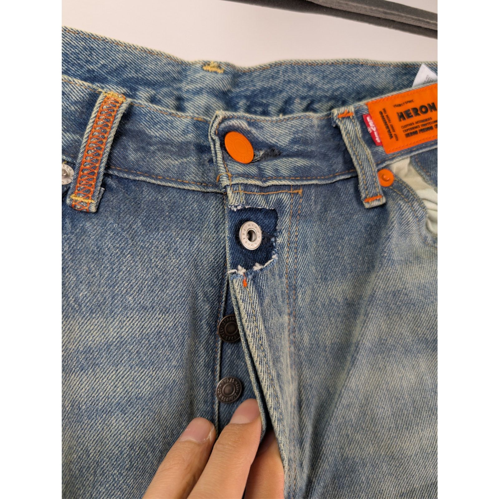 Heron Preston o1rshd1 Levi's 501 Vintage Wash Denim Jeans in Blue Size US 34 / EU 50 - 7 Thumbnail