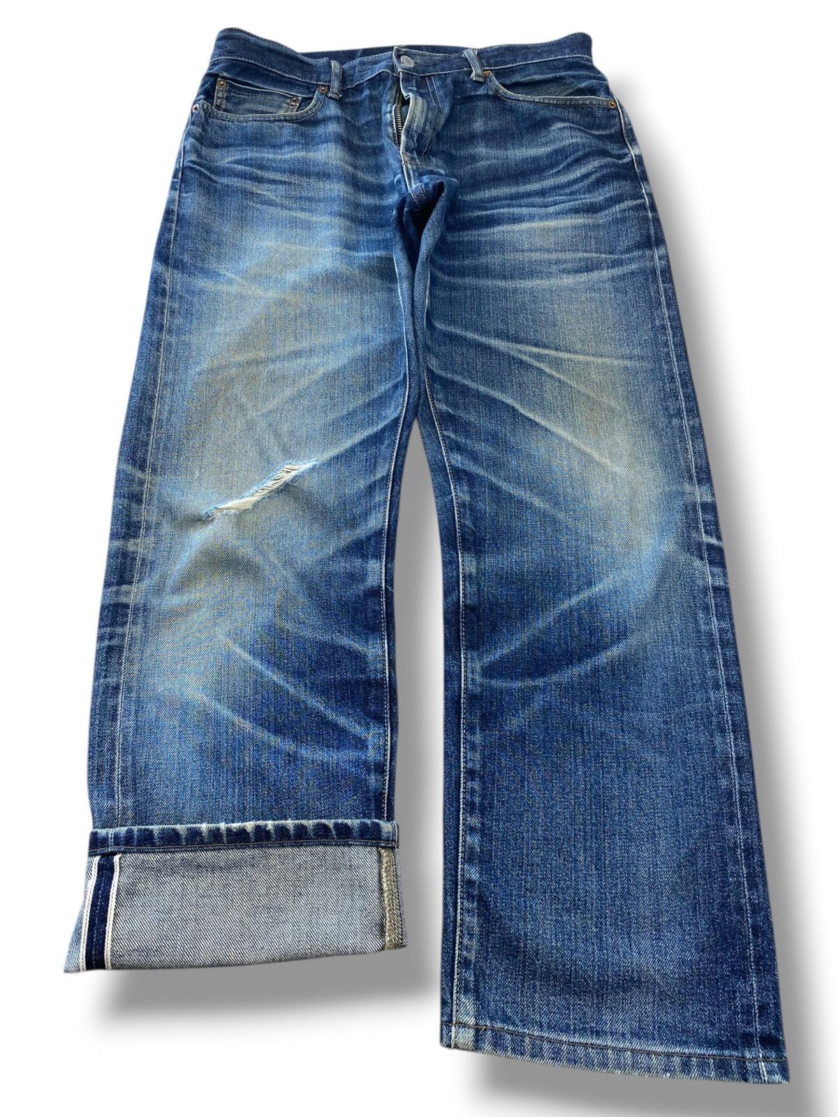 Uniqlo Uniqlo X Selvedge Faded Wash Straight Leg Jeans Size US 33 - 1 Thumbnail