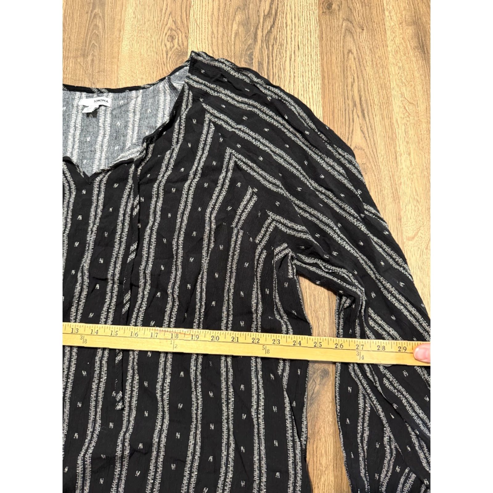 Vintage Sonoma Blouse Women's Plus Size 3X Black White Striped Long Sleeve V-neck Size XXL / US 16-18 / IT 52-54 - 6 Thumbnail