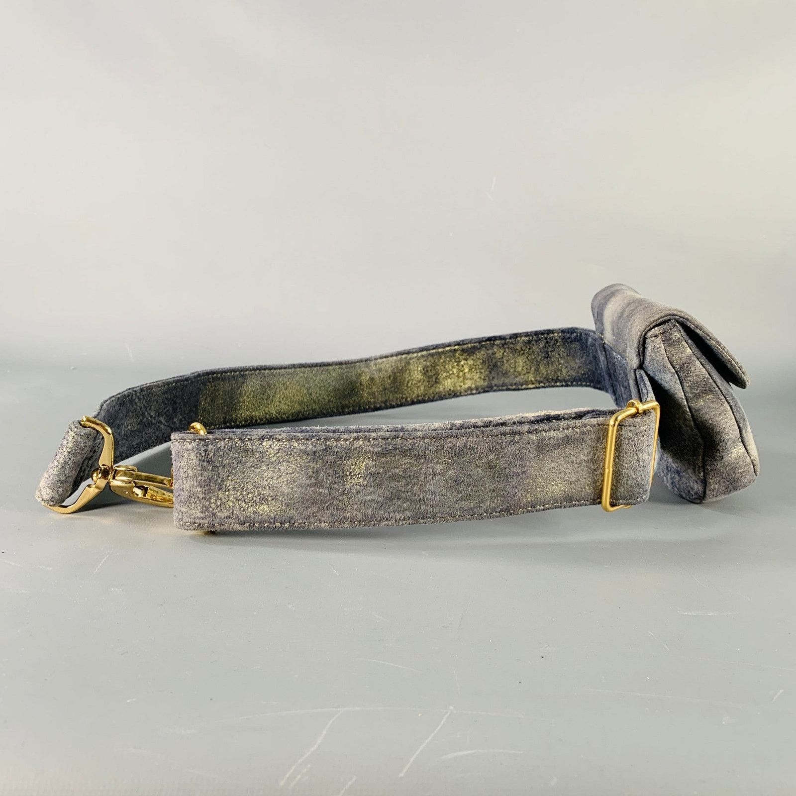 Other JAMES DRAKE Grey Gold Metallic Leather Micro Belt Bag Size ONE SIZE - 2 Thumbnail