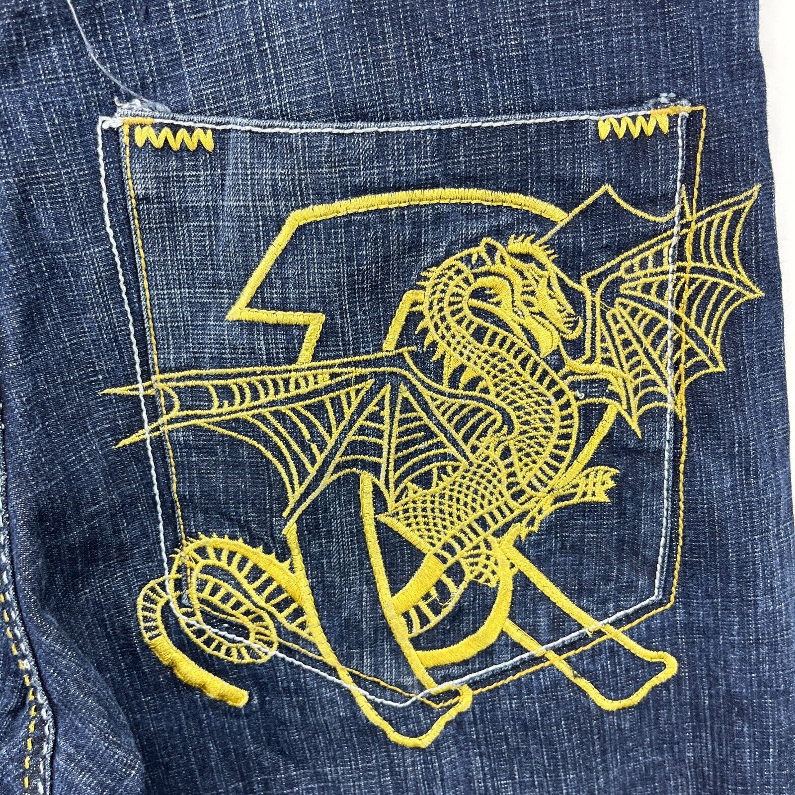 Vintage Vintage Y2K Refuse Baggy Dragon Embroidered 34 x 32 Denim Size US 34 / EU 50 - 5 Thumbnail