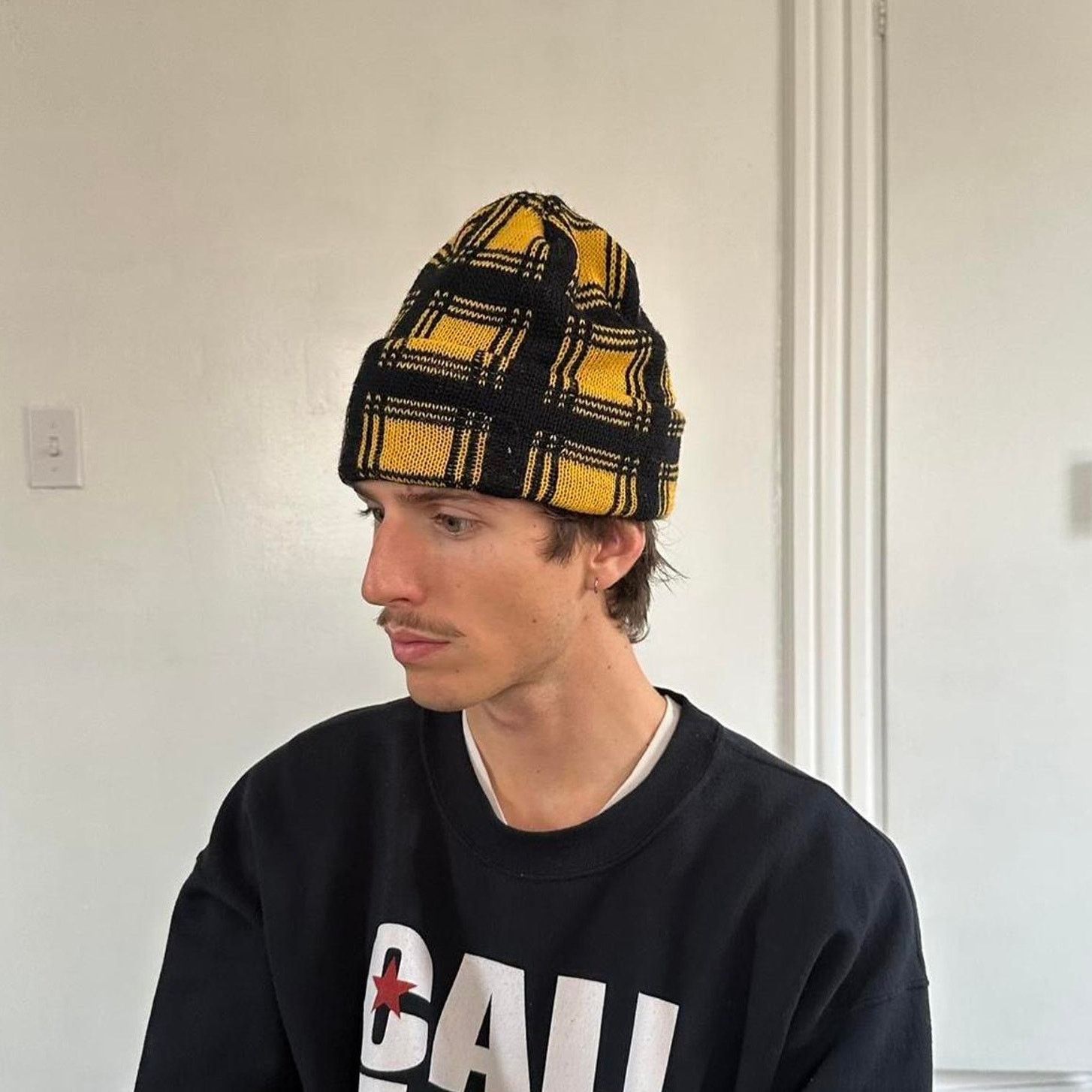 Pendleton × Vintage Vintage 80s Chunky Checkered Pendleton Wool Ski Beanie Hat Size ONE SIZE - 2 Thumbnail