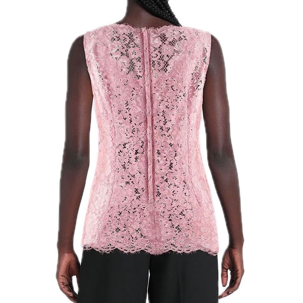 Dolce & Gabbana Dolce & Gabbana Pink Lace Sleeveless Tank Top Blouse IT 40 S Size S / US 4 / IT 40 - 3 Thumbnail