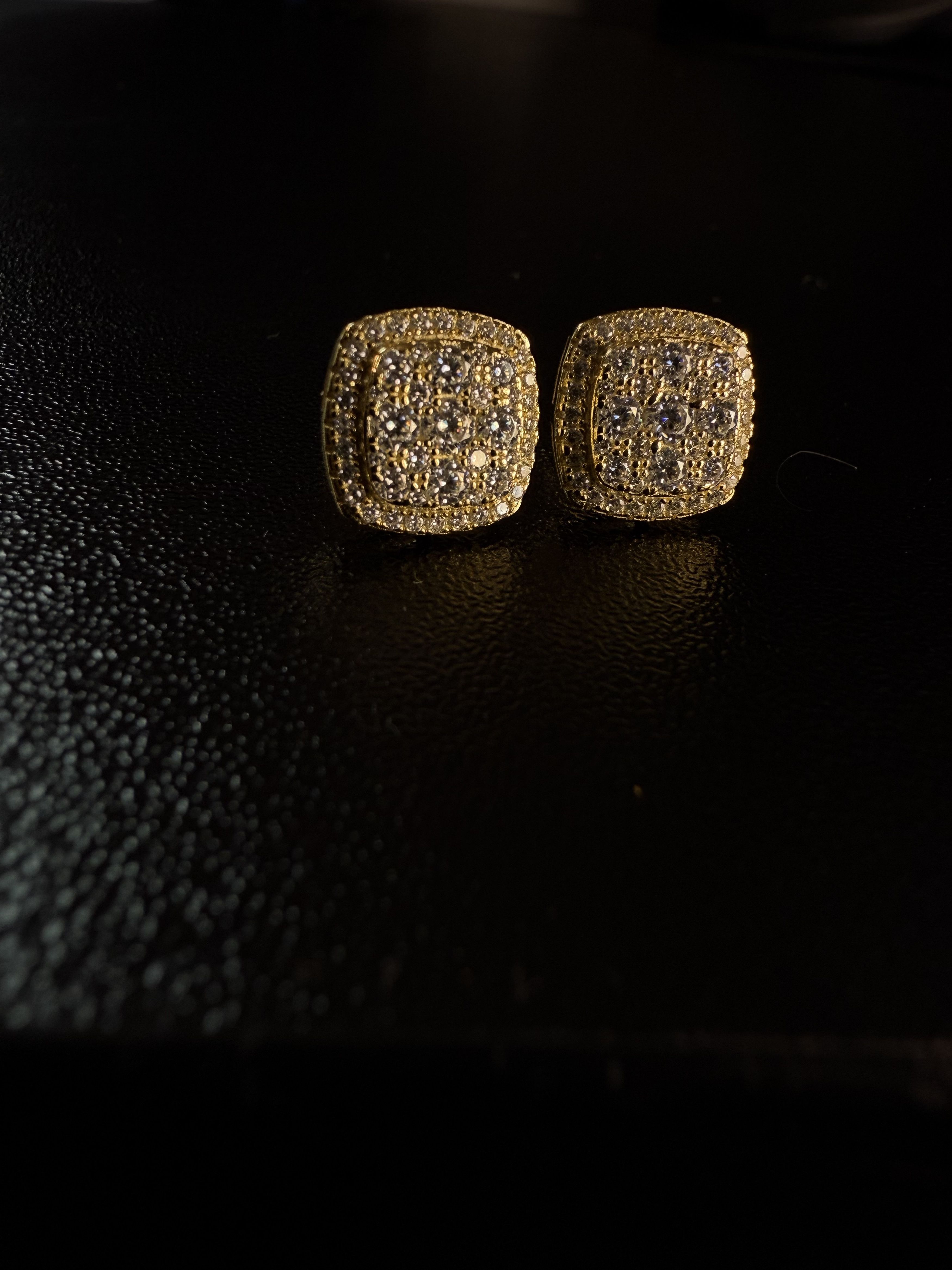 Other Square ice cross men’s Moissanite gold plated earrings Size ONE SIZE - 14 Thumbnail