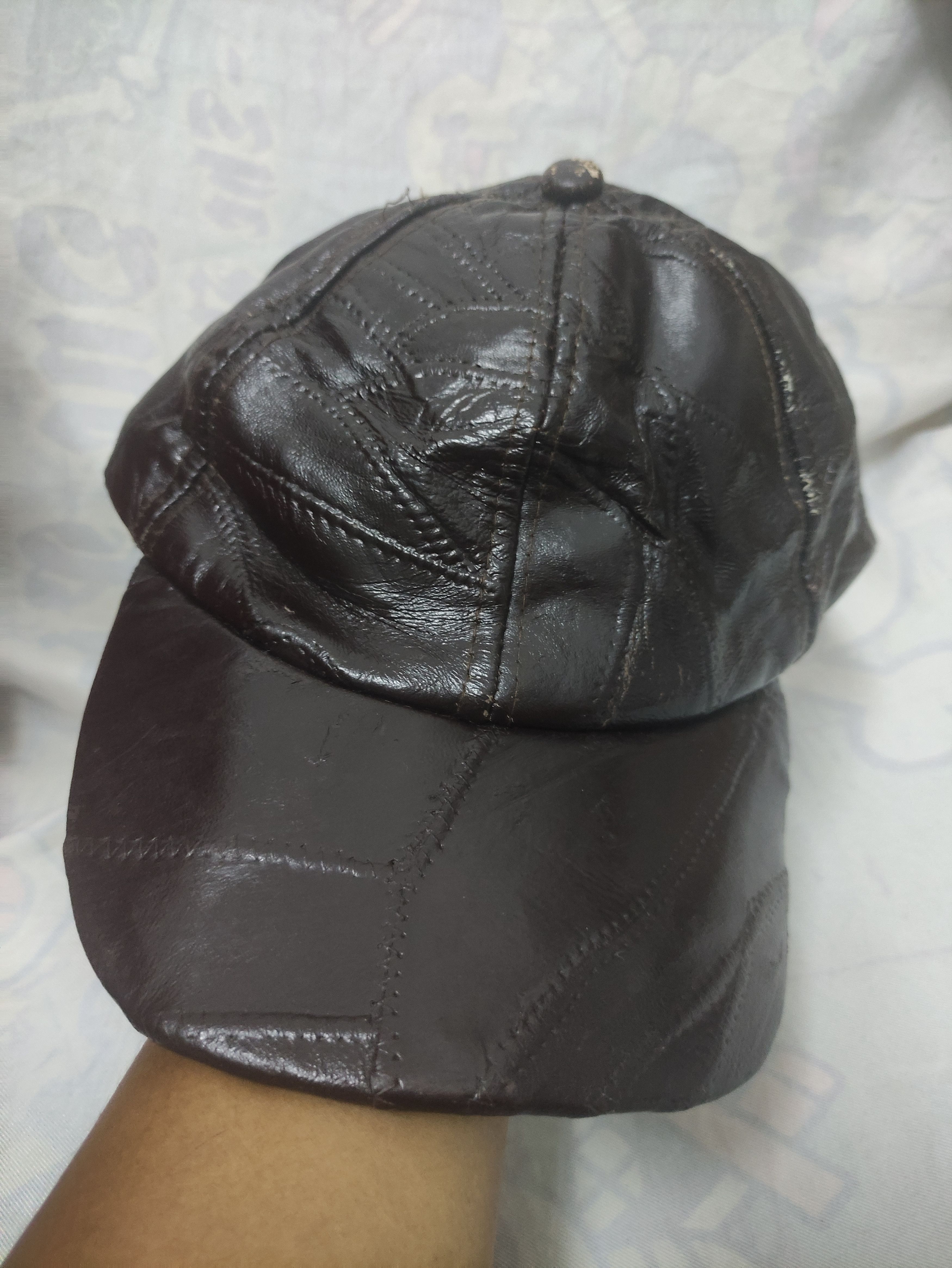 Leather UNBRAND PATCHWORK SOFT LEATHER VINTAGE CAP Size ONE SIZE - 3 Thumbnail